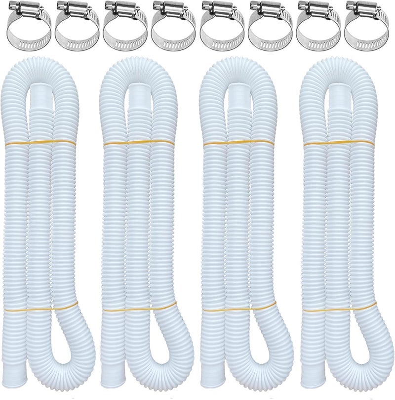 BEFANS Pool Hoses for Above Ground Pools, 4 Pack 1.25 x 59 Inch Pool Filter Pump Hoses, Compatible with Intex Pool Filter Pump 607, 637 With 8 Metal Clamps(4) - Image 1